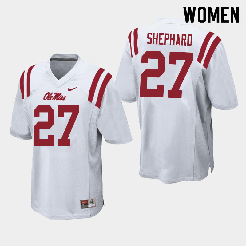Women #27 Urriah Shephard Ole Miss Rebels College Football Jerseys Sale-White
